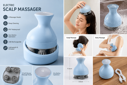 4D Electric Scalp Massager | Rechargeable Head & Body Stress Relief Massager